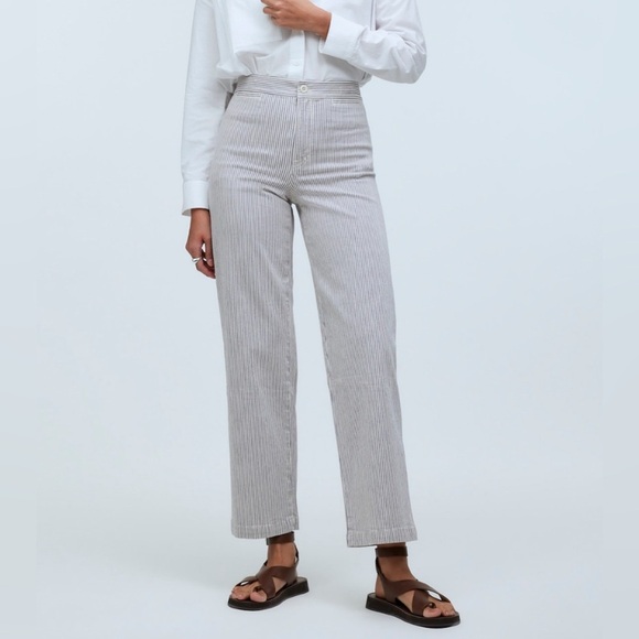 NEW Madewell Emmett Wide-Leg Crop Pant Yarn-Dyed Stripe: Welt Pocket Edition 23 - Picture 1 of 12